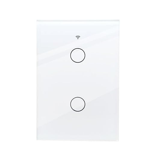 Tuya WiFi Smart Wall Light Switch Glass Screen Touch Sensor Panel Wireless Electrical Control by Voice Control White 2-Gang