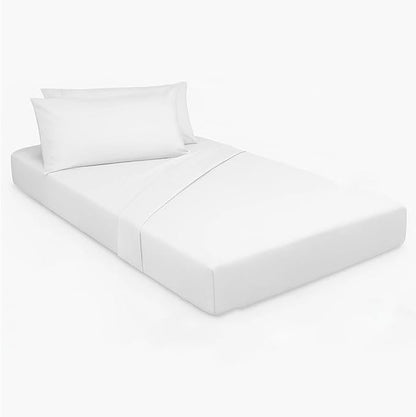 Cottingon 33"x75" Cot Sheet and Pillow Case 4 Piece Set, 100% Egyptain Cotton Soft Bedding Perfect for Rollaway, Folding, Guest Bed Frame, Fits Upto 7" Deep Mattress, White Solid