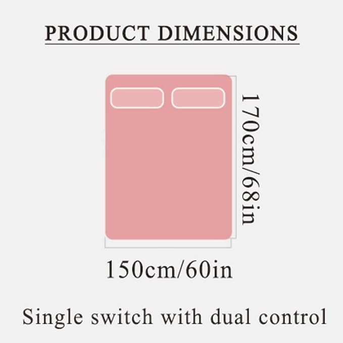 HRTC Full Size Electric Blanket Soft Comfortable Electric Overblanket Dual Control Smart Timing Heating Blanket Machine Washable