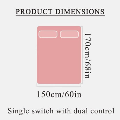HRTC Full Size Electric Blanket Soft Comfortable Electric Overblanket Dual Control Smart Timing Heating Blanket Machine Washable