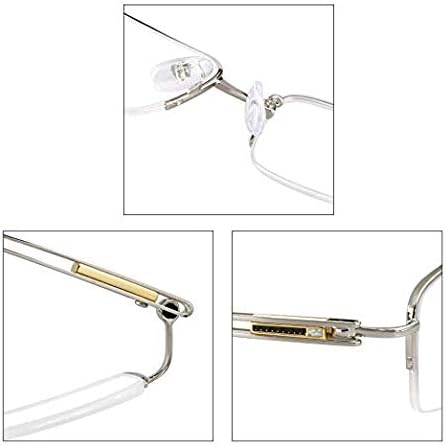 LifeArt Alloy Semi-Rimless Reading Glasses,Blue Light Blocking Glasses, Anti Eyestrain, Computer Gaming Glasses, TV Glasses for Men, Anti Glare (Silver, 0.25 Magnification)
