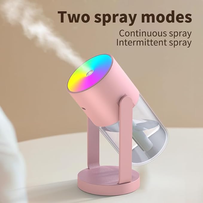 280ml Portable Shake Head Humidifier with Color LED Night Light, USB Personal Desktop Humidifier for Car, Home, Office, Travel, Auto Shutoff, Ultra-Quiet