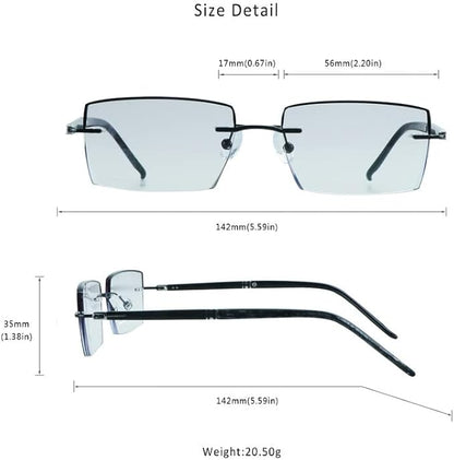 LifeArt Blue Light Blocking Glasses,Computer Reading Glasses,Rimless Frame Tinted Lens with Diamond,Stylish for Men (+1.50 Magnification)
