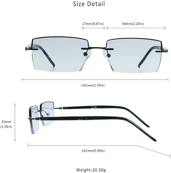 LifeArt Blue Light Blocking Glasses,Computer Reading Glasses,Rimless Frame Tinted Lens with Diamond,Stylish for Men (+1.00 Magnification)