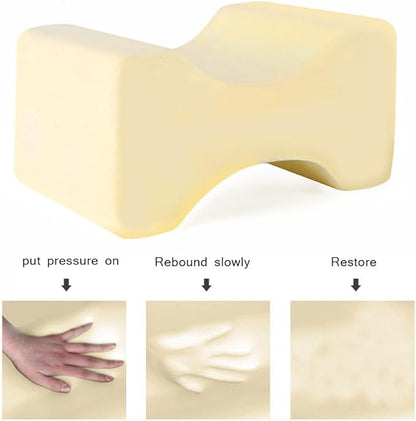 Memory Foam Wedge Contour Knee Pillow for Side Sleepers, Leg Pillows for Spine Alignment, Back Pain, Pregnancy Support - Pain Relief for Sciatica, Hip, Joint, Surgery (Black)