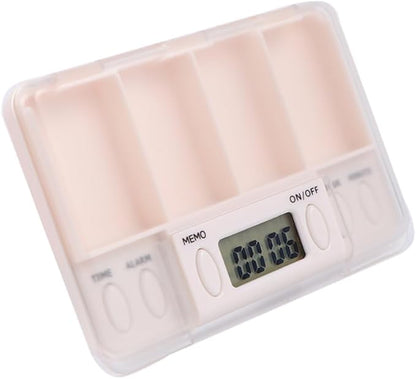 NOLITOY 2pcs Timed Reminder Pill Function Portable Electronic Medicine Organizer for Seniors Smart Compartment Storage for Daily Medication Plastic Design White