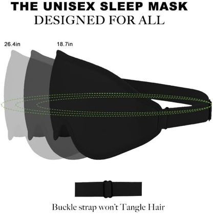 3D Contoured Sleep Eye mask Side Sleeper Men Women Zero Eye Pressure high Density Memory Foam Soft Breathable Light Blocking Night Blindfold Travel Yoga Napping Black