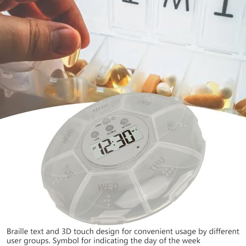 Case with Alarm, Weekly Medicines Setting Up Voice Reminders with Recording Playback Function 7 Day Medication Times Dispenser The Elderly Blind Person