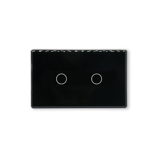 Smart Light Switch,2-Button,Aluminum Frame, Neutral Required,2.4GHz, Tuya Smart Life App,Voice Control,2.5D Curved-Edge Tempered Glass Panel,Black