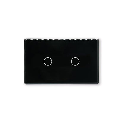 Smart Light Switch,2-Button,Aluminum Frame, Neutral Required,2.4GHz, Tuya Smart Life App,Voice Control,2.5D Curved-Edge Tempered Glass Panel,Black