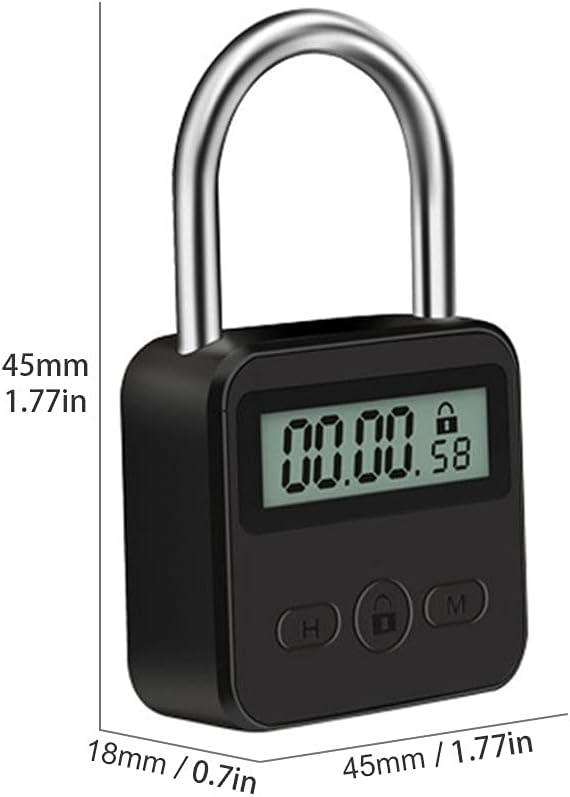 Metal Timer Lock, USB Rechargeable LCD Display Time Lock 99 Hours Max Timing for Adult Game, Home (Black)