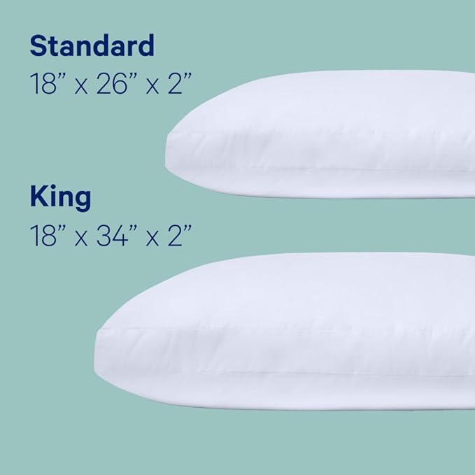 Casper Essential Pillow for Sleeping, King, White, Two Pack