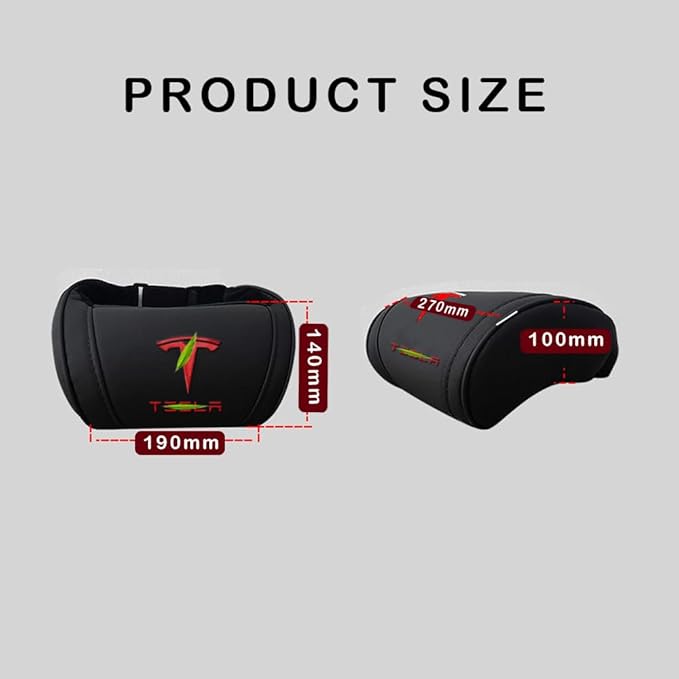 Car Headrest Neck Pillow Support Memory Foam Ergonomic Design Accessory for Driving Seat Fatigue Relief Compatible with Model S X 3 Y & Cybertruck - 2 Pieces