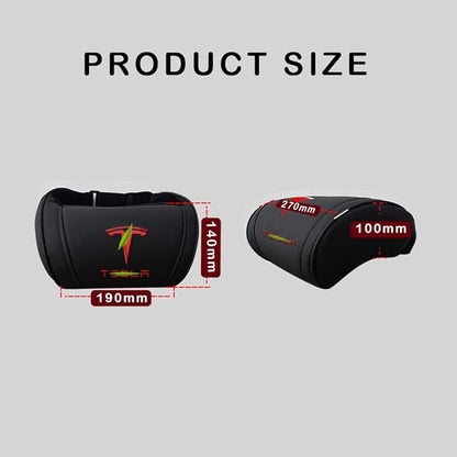 Car Headrest Neck Pillow Support Memory Foam Ergonomic Design Accessory for Driving Seat Fatigue Relief Compatible with Model S X 3 Y & Cybertruck - 2 Pieces