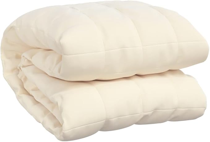 Light Cream Weighted Blanket King Size Brushed Polyester Microfibre for Anxiety Relief and Better Sleep, Even Weight Distribution Breathable Hypoallergenic Reversible Design