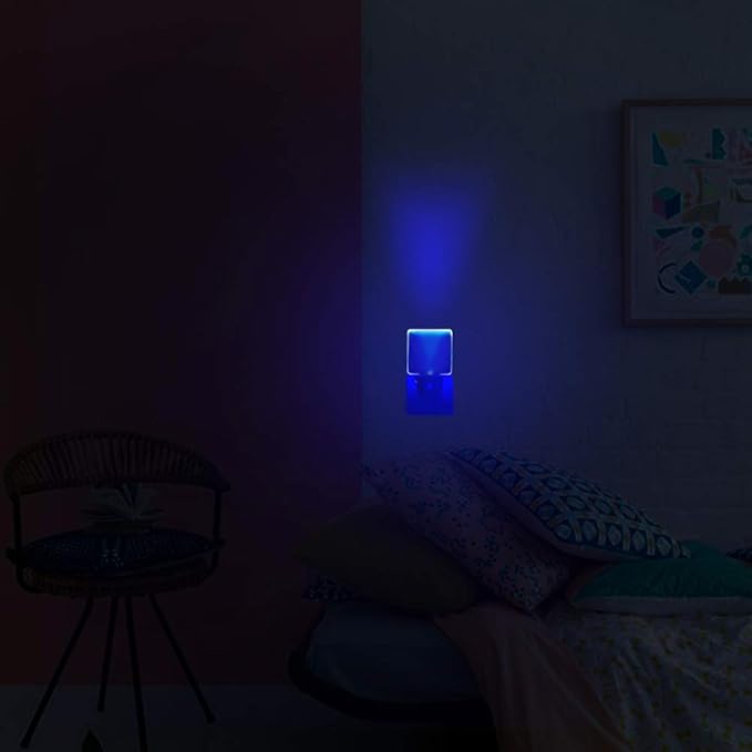 2 Pack 0.5W Plug in LED Night Light with Dusk to Dawn Sensor Blue