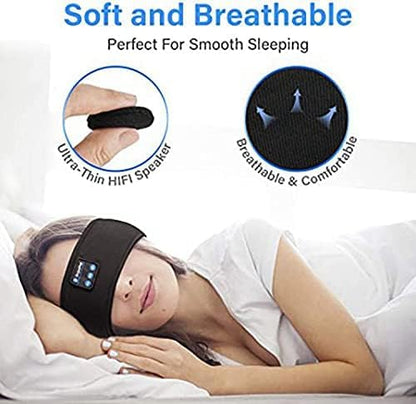 Wireless Bluetooth Sports Headband Headphones Ultra-Thin HD Stereo Perfect for Sleeping Workout Jogging Yoga Insomnia Air Travel Meditation Black