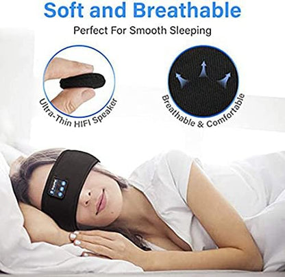 Wireless Bluetooth Sports Headband Headphones Ultra-Thin HD Stereo Perfect for Sleeping .Workout,Jogging,Yoga,Insomnia, Air Travel, Meditation Black