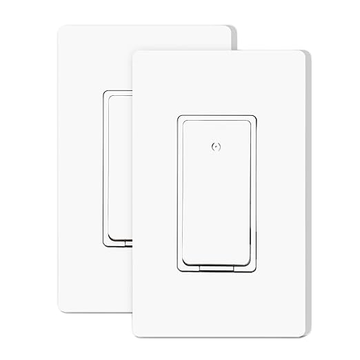 Smart Light Switch, Single Pole 2.4Ghz Wi-Fi, Work with Alexa and Google Assistant for Voice Control, Smart Life/Tuya APP Remote Control, No Hub Required, NEED Neutral Wire, 10A, ETL&FCC Listed