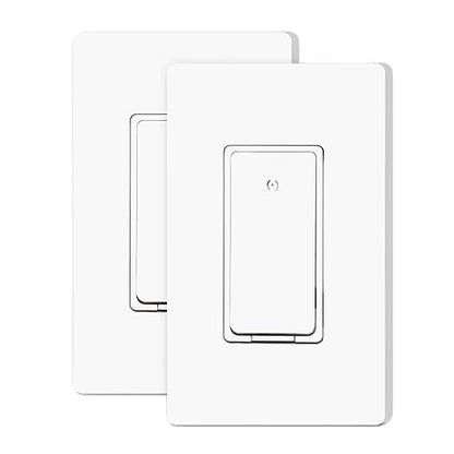 Smart Light Switch, Single Pole 2.4Ghz Wi-Fi, Work with Alexa and Google Assistant for Voice Control, Smart Life/Tuya APP Remote Control, No Hub Required, NEED Neutral Wire, 10A, ETL&FCC Listed