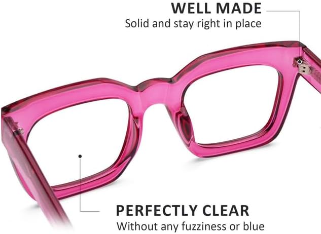 AQWANO Stylish Oversized Reading Glasses for Women Fashion Designer Readers Blue Light Square Computer Glasses
