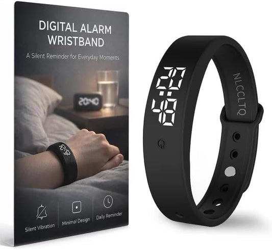Vibrating Alarm Wristband Heavy Sleepers Adults Wrist Band Shock Clock Watch Bands for Deaf People Silent Bracelet Sleeper Wearable Bed Shaker Sleep Tracker Ring Watches Sleep Apnea Machine
