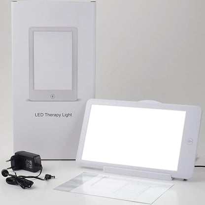 Light Box, 32000 Lux Light Therapy Lamp, UV-Free Adjustable Natural Sunlight Lamp, Touch Control,3 Brightness Levels Foldable Bracket,White