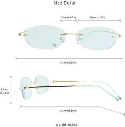 LifeArt Blue Light Blocking Glasses,Computer Reading Glasses,Rimless Frame Tinted Lens with Diamond,Stylish for Women (+2.50 Magnification)