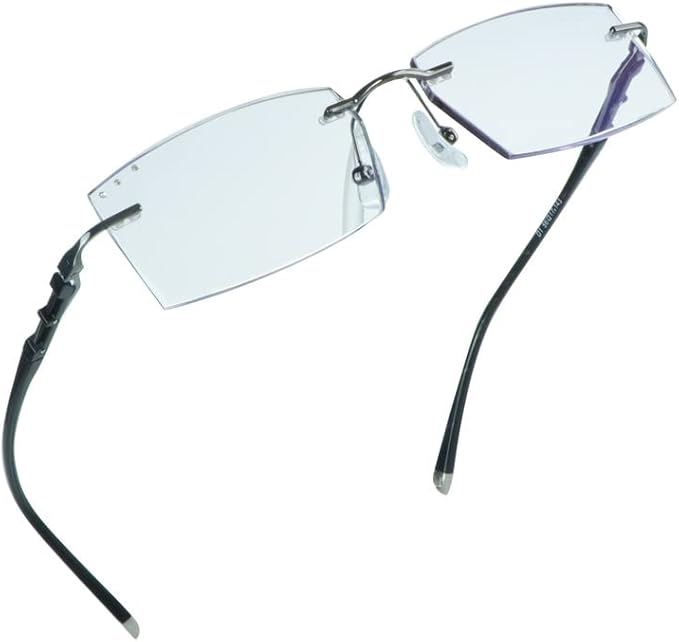 LifeArt Blue Light Blocking Glasses,Computer Reading Glasses,Rimless Frame Tinted Lens with Diamond,Stylish for Men (+1.00 Magnification)