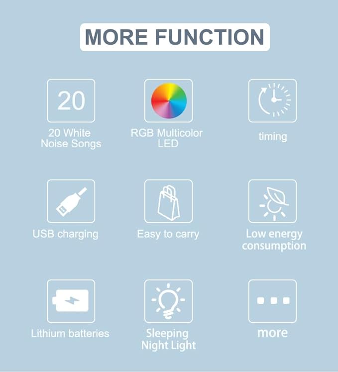 GlowBoo Portable Sound Machine 3-Pack with 20 Sounds & Lullabys, Soft BPA-Free Silicone, White Noise Machine with Timer, Washable Cover, 9 Colors for Babys & Small Children, USB Rechargeable
