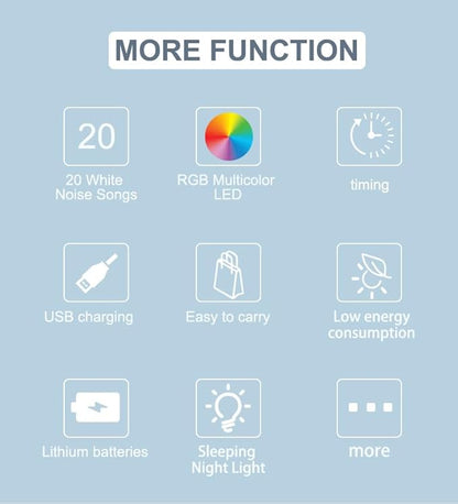 GlowBoo Portable Sound Machine 3-Pack with 20 Sounds & Lullabys, Soft BPA-Free Silicone, White Noise Machine with Timer, Washable Cover, 9 Colors for Babys & Small Children, USB Rechargeable
