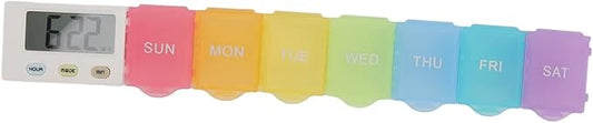 Automatic Pill Dispenser, Medicine Organizer with Timer Reminder Alarm, Portable Large Capacity Pill Organizer for Home, Office (7 Grids)