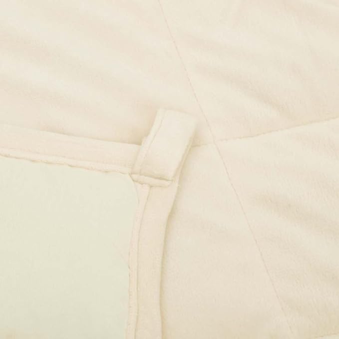 Light Cream Weighted Blanket 100% Brushed Polyester Microfiber, 33 lbs for Deep Sleep and Calm, 86.6 x 102.4 Inches with Even Glass Bead Filling, Soft Sensory Blanket