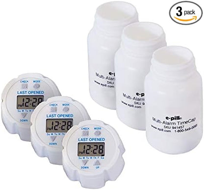 e-Pill TimeCap – Smart Pill Bottle Cap with Last Opened Time Stamp & Up to 24 Daily Alarms