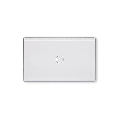 Smart Light Switch,1-Button,Aluminum Frame, Neutral Required,2.4GHz, Tuya Smart Life App,Voice Control,2.5D Curved-Edge Tempered Glass Panel,White