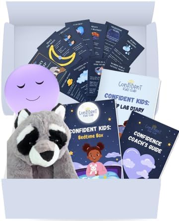 Sleep Support Kit for Kids – Guided Program That Eases Anxiety & Builds Confidence to Help Kids Finally Fall Asleep Alone! The Bedtime Box inc. Weighted Plush & Nightlight, Journal and More.