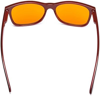 Eyekepper Blue Blocking Amber Glasses for Sleep-Nighttime Eyewear-Special Orange Tinted Glasses for Women Men (Black-Red, +0.00)