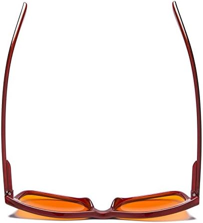 Eyekepper Blue Blocking Amber Glasses for Sleep-Nighttime Eyewear-Special Orange Tinted Glasses for Women Men (Black-Red, +0.00)