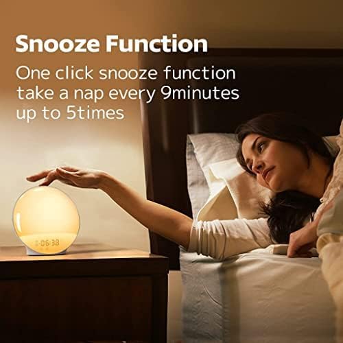 Dekala Sunrise Alarm Clocks for Heavy Sleepers, Wake up Light Sunrise, FM Radio, Dual Loud Alarms with White Noise Sounds, 7 Colors Night Light for Bedrooms Decor, Adults, Kids