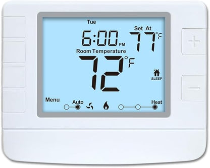 Programmable Thermostat for House, 1 Heat/1 Cool, Extra Large Display, White Backlight