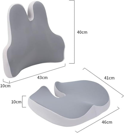 Seat Cushion & Lumbar Support Pillow Set for Office Chair, Ergonomic Pillow for Sciatica Pain Relief, Memory Foam Back Support Pillow & Chair Cushion for Car seat, Desk Chair,Sciatic nerve pain pad