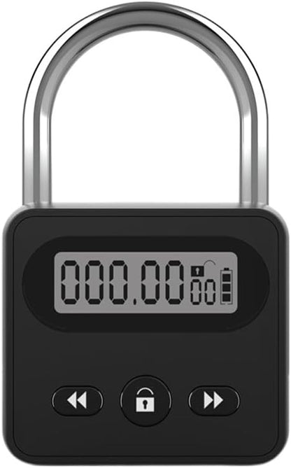 Electronic Timer Lock with LCD Display, 999-Hour Countdown, USB Rechargeable, Auto Unlock, for Self-Control Training (Silver)