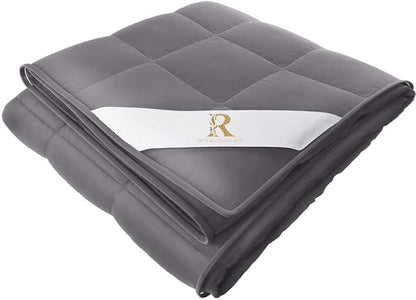 Royal Therapy Weighted Blanket - Heavy 100% Cotton Blankets with Premium Glass Beads (60''x80'' 20lbs, Royal Grey), Suitable for One Person (~200lb) - Use on Queen/King Bed