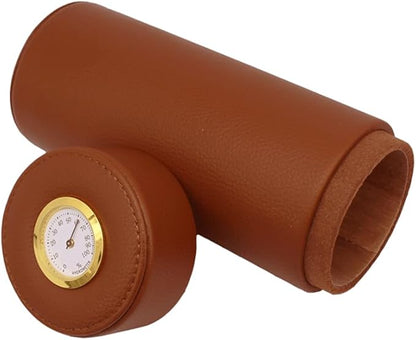 AMANCY Practical Travel 5 Cigar Humidor,Compact Brown Leather Cedar Wood Lined Cigar jar, Portable Cigar Case with Humidifier