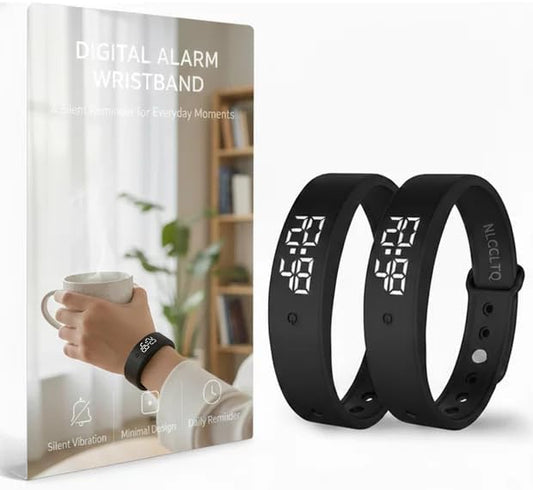 2PCS Vibrating Alarm Clock for Heavy Sleepers Kids Digital Watch with Timer Potty Training Deaf People Small Silent Wristband of Sleep Wrist Shock Alarmo Electric Metronome Band Vibrate Bed Shaker
