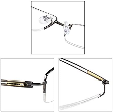LifeArt Alloy Semi-Rimless Reading Glasses,Blue Light Blocking Glasses, Anti Eyestrain, Computer Gaming Glasses, TV Glasses for Men, Anti Glare (Black, +0.25 Magnification)