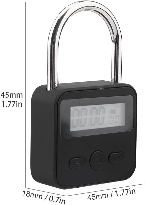 HAKUNA Metal Timer Lock - 99 Hours Max Timing, USB Rechargeable Timer Padlock with LCD Display, Multi-Function Electronic Time Lock for Self-Discipline (Black)