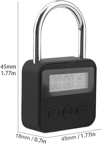 HAKUNA Metal Timer Lock - 99 Hours Max Timing, USB Rechargeable Timer Padlock with LCD Display, Multi-Function Electronic Time Lock for Self-Discipline (Black)