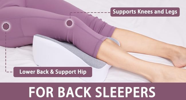 Knee Pillow for Side Sleepers, Long 13.8" Knee Leg Pillow for Side Sleeping, Memory Foam Smooth Spine Alignment Pillow, Sciatica Pain Relief Pillow with Ergonomic Design- Large, Gray (Original)