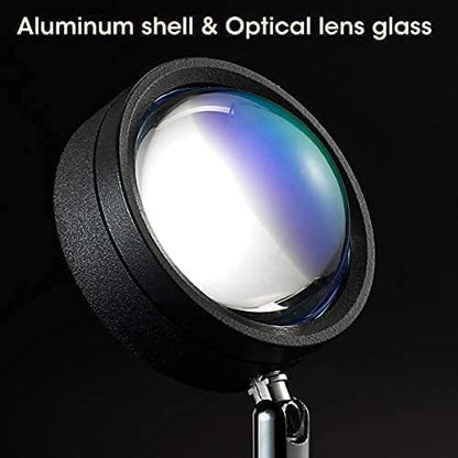 Balkwan Sunset Lamp Projection Rotation Rainbow Projection Lamp Led Romantic Visual Led Light Network Red Light with USB Modern Floor Stand Night Light Living Room Bedroom Décor (Multicoloured)